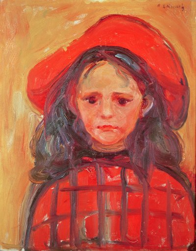 Junges Mädchen mit rotem Hut von Edvard Munch