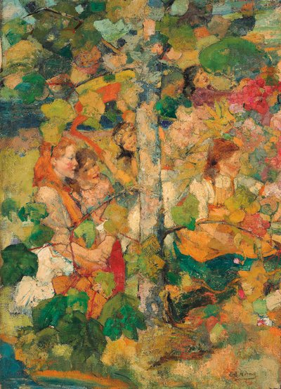 Kinder tanzen um einen Baum von Edward Atkinson Hornel