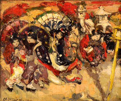 Japanische Figuren in einem Garten von Edward Atkinson Hornel