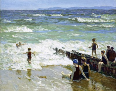Badende am Wellenbrecher von Edward Henry Potthast