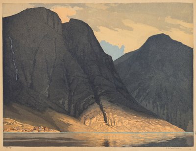 Bergblick mit Wasser von Edward Louis Laurenson