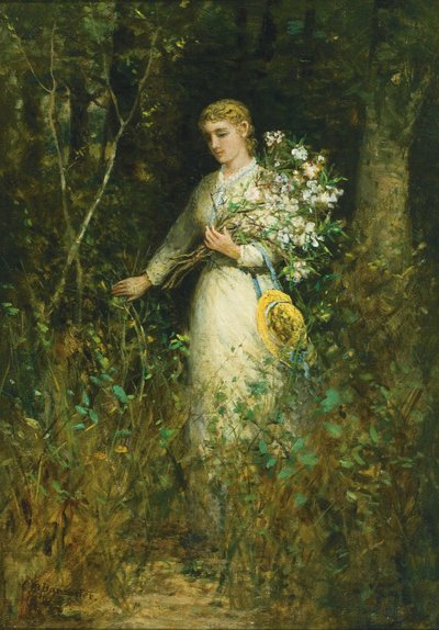 Dame mit Blumenstrauß von Edward Mitchell Bannister