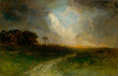 Ohne Titel (Landschaft, Mann auf Pferd) von Edward Mitchell Bannister