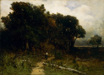 Unbetitelte Landschaft, Holzfäller auf dem Weg, 1879 von Edward Mitchell Bannister