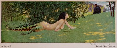 Lucertola (halb Frau, halb grüne Eidechse), 1908 von Edward Okun