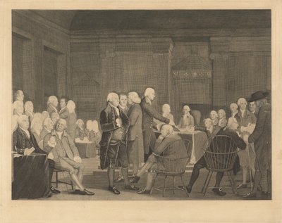Der Kongress stimmt über die Unabhängigkeit ab von Edward Savage, after Robert Edge Pine