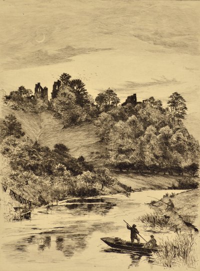 Die Taube: Tutbury Castle, ca. 1880 (Radierung) von Edward Slocombe
