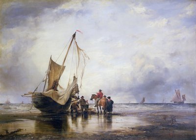 Hog-Boot am Strand, Brighton von Edward William Cooke