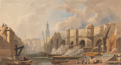 Alte und neue London Bridge von Edward William Cooke