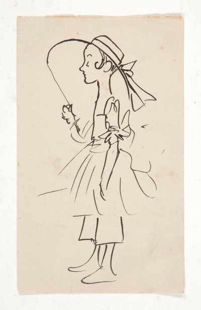 Karikatur eines jungen Mädchens von Edwin Austin Abbey