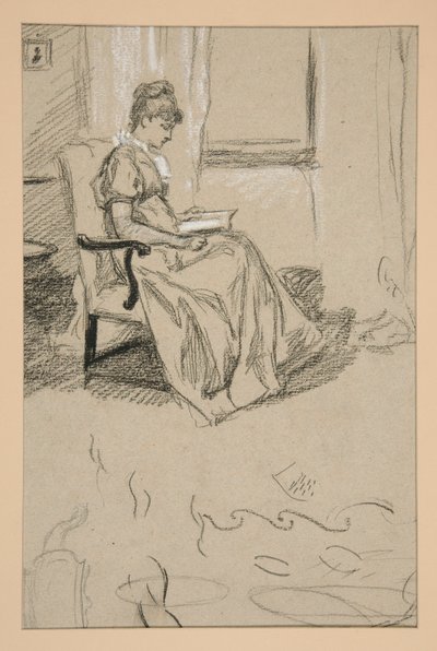 Porträt von Mrs. Abbey, lesend von Edwin Austin Abbey