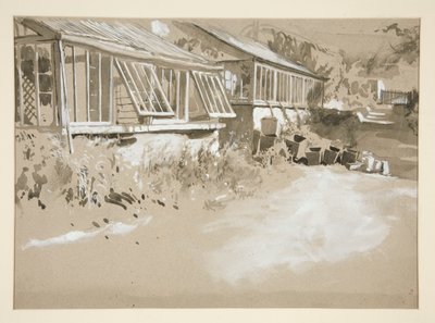 Hütten und Sträucher von Edwin Austin Abbey