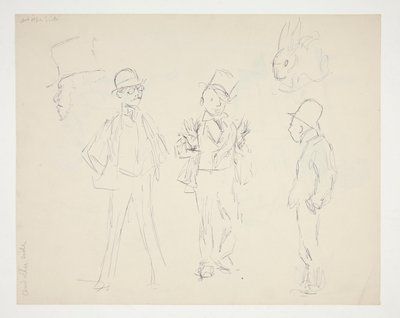 Blatt mit Skizzen von Figuren von Edwin Austin Abbey