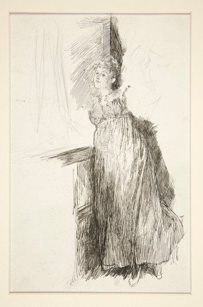 Frau am Fenster - nicht identifizierte Illustration von Edwin Austin Abbey