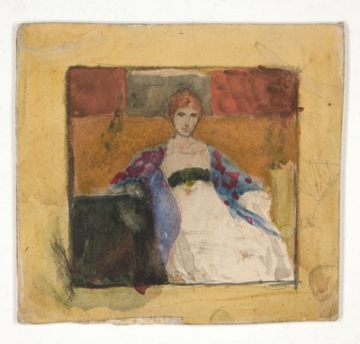 Sitzende Frau - nicht identifizierte Illustration von Edwin Austin Abbey