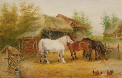 Ackerpferde in einem Bauernhof von Edwin Frederick Holt