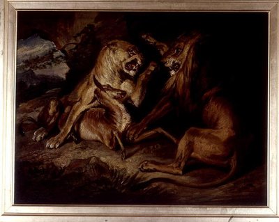 Löwen bei einer Jagd von Edwin Landseer