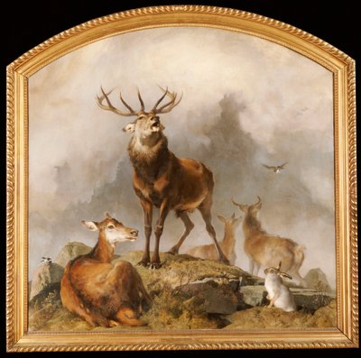 Szene in Braemar - Hochlandhirsche von Edwin Landseer