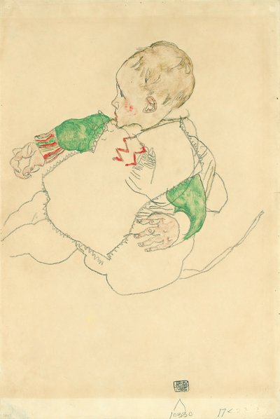 Kind mit grünen Ärmeln von Egon Schiele