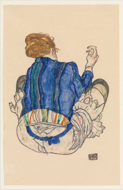Sitzende Frau, Rückenansicht, 1917 von Egon Schiele