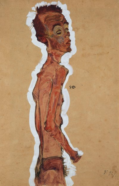 Selbstporträt, 1910 von Egon Schiele