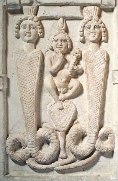 Harpokrates auf Lotus, koptisch (Kalkstein) von Egyptian