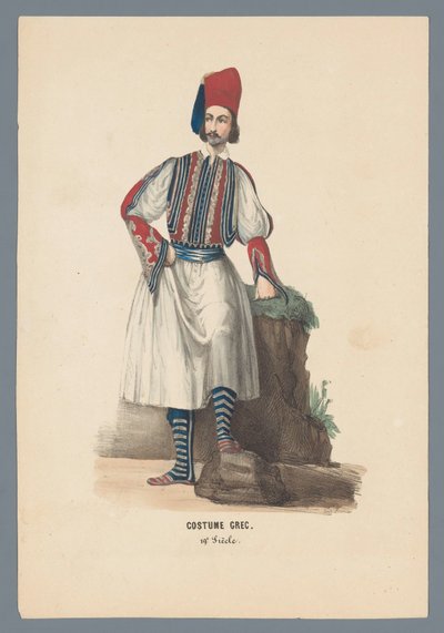 Griechische Tracht. 19. Jahrhundert von Elias Spanier