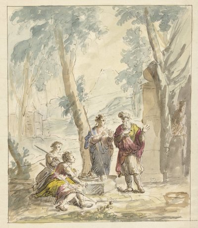 Abraham empfängt die drei Engel von Elias van Nijmegen