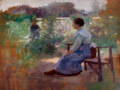 Frau im Garten sitzend von Eliphalet Fraser Andrews