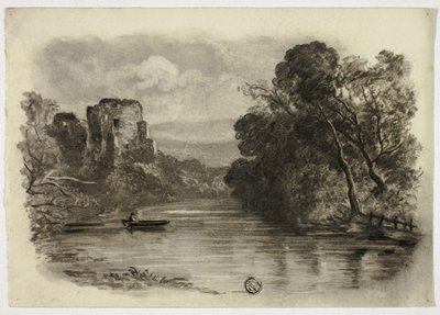 Fluss mit Burgruine und Boot II von Elizabeth Murray