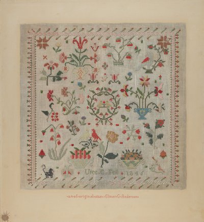 Stickmustertuch von Elmer G. Anderson