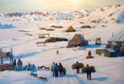 Winterliche Inuitsiedlung von Emanuel A. Petersen