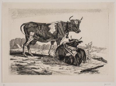 Zwei Kühe in einer Landschaft von Emmerik Høegh Guldberg