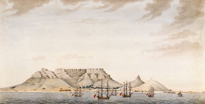 Eine britische Flotte in der Tafelbucht, ca. 1780 von English School