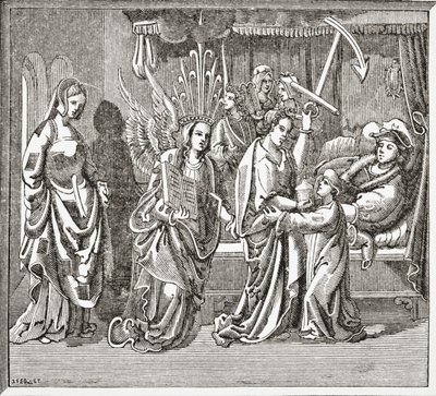 Alain Chartier getröstet von Hoffnung, 1878 von English School