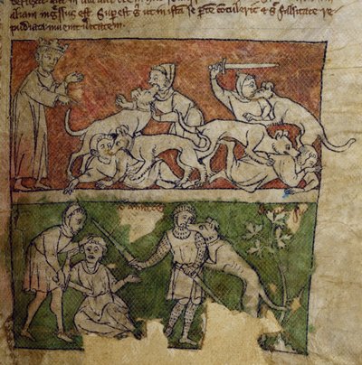 CCA-LitMs/D/10 fol. 6r Hund, aus Bestiarium von English School