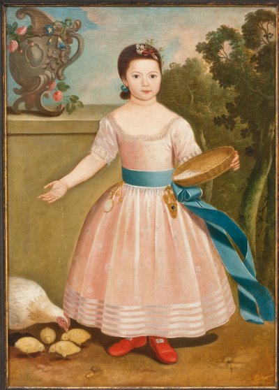 Mädchen füttert Hühner, ca. 1811-20 von English School