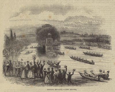 Henley Regatta, die Insel (Gravur) von English School