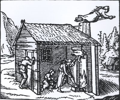 Innenansicht eines Hexenhauses, 1579 von English School