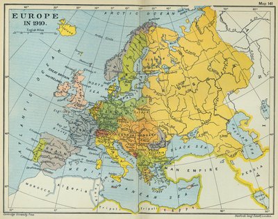 Karte von Europa im Jahr 1910 von English School