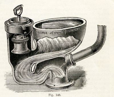 Tauchventil-Klosett, mit angehobenem Griff, 1870 von English School