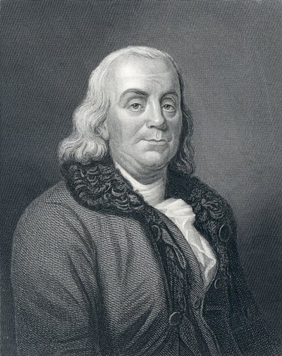 Porträt von Benjamin Franklin, um 1833 von English School