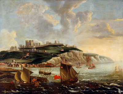 Meereslandschaft mit Dover Castle von English School
