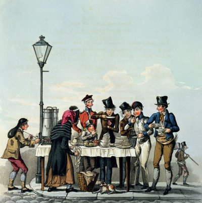 Straßenfrühstück, graviert von G. Hunt, 1825 von English School