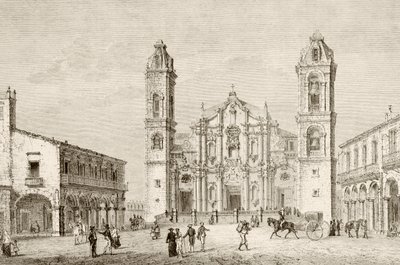 Die Kathedrale in Havanna, Kuba (Lithografie) von English School