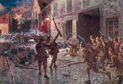 Die Coldstream Guards in Landrecies, August 1914 von English School