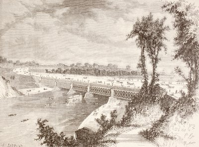 Die Girard Point Brücke (Lithografie) von English School