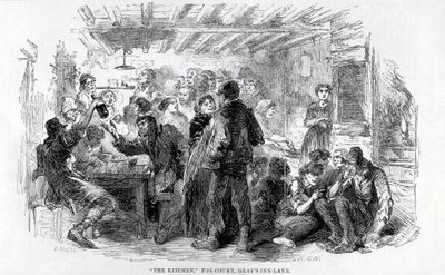 Die Küche, Fox-Court Grays Inn Lane, 1851 von English School