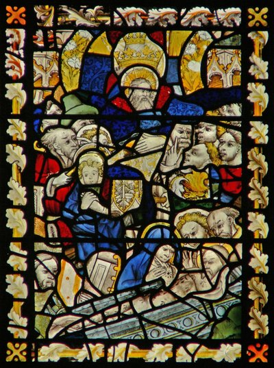 Das Ostfenster, das die Grablegung darstellt von English School