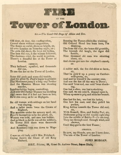 Tower von London Feuer, 1841 von English School